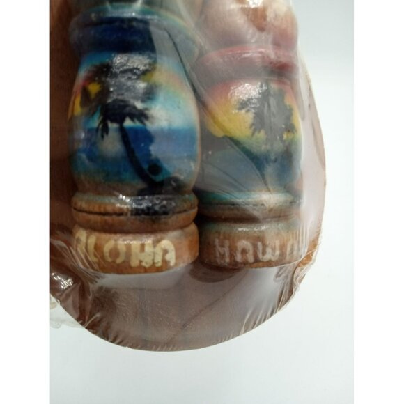 Salt Pepper Shakers Wooden Pineapple Bowl Aloha Hawaii Souvenir Vintage 3 Piece - Picture 7 of 14